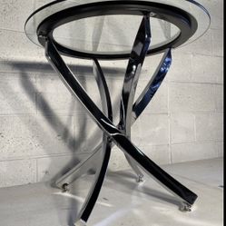 Round Chrome & Black END TABLE 😍🩶🖤😍