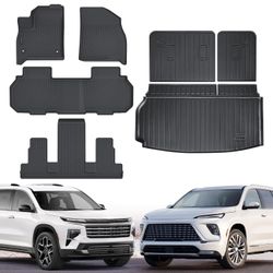 Floor Mats & Cargo Liner Fit for 2025 Buick Enclave & 2024 2025 Chevy Traverse (7 Seats),All Weather Protection,Anti-Slip TPE Floor Mats & Trunk Mat f