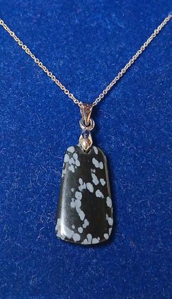 Tumbled Snowflake Obsidian Necklace 