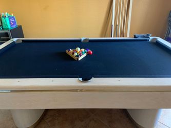 Olhausen oak and brass pool table