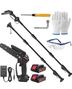 2-in-1 Cordless Pole Saws & Chain saw with Extension Pole Pole Saw And Mini Chainsaw Cordless Design, 71.3" Extension, 90° Adjustable Head, 2 Battery