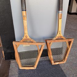 Vintage Tennis Rackets Wood With Frames