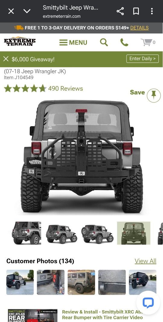 Smittybilt XRC Atlas Rear Bumper with Tire Carrier
(07-18 Jeep Wrangler JK)