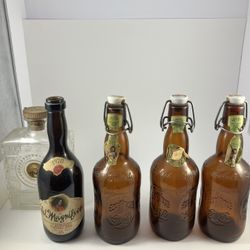 Vintage Empty Bottle Lot 1970 Ruffino Chianti + 3 Grolsch Swing-Tops + Old Grand-Dad – Bar Decor