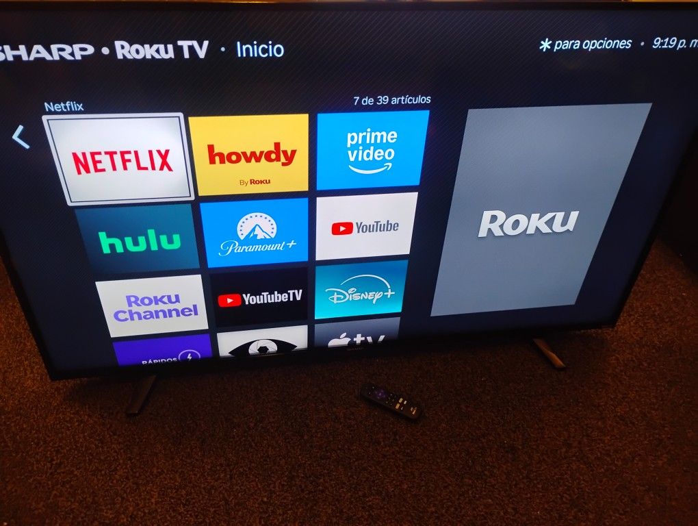 58" Sharp Roku Tv + Remote Works Fine $180dlls