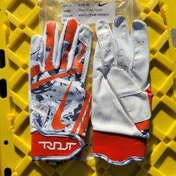 Brand New Nike Trout Batting Gloves White Orange Youth Large