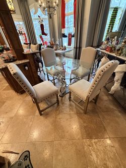 Hand Forged Iron & Beveled Edge Glass Table 