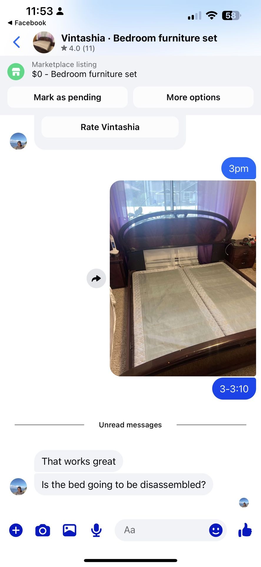 Bedroom furniture set -free