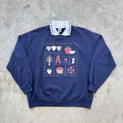 Vintage 90’s Gopher Sport Apples Strawberries Floral Embroidered Grandma Sweater