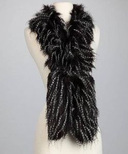 Scarf/Stole-black feather faux “fur” - New