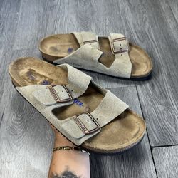 Birkenstock Arizona Soft Footbed Taupe Suede Sandals M 7 W 9 EU 40 Narrow