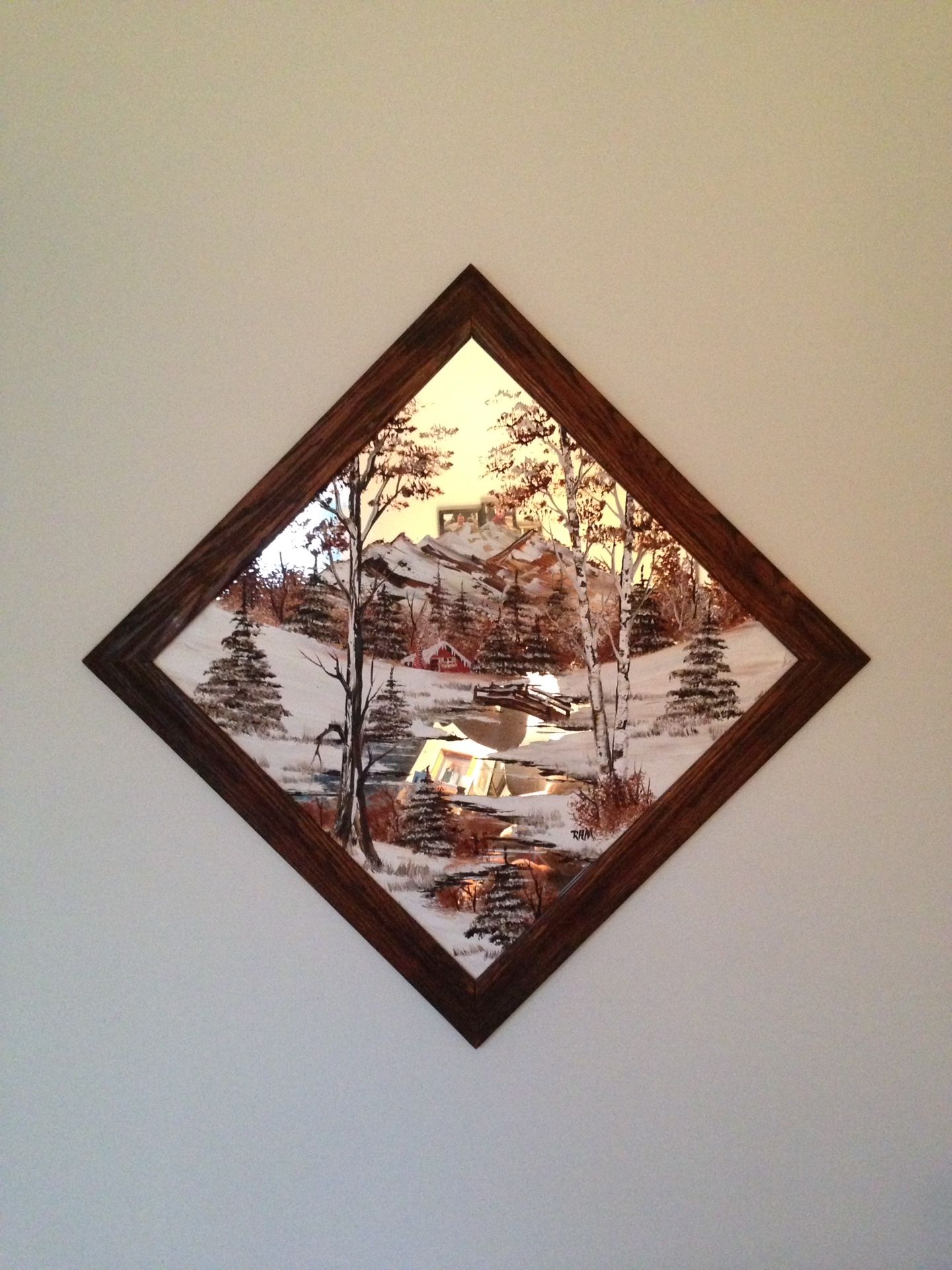 Vintage "Originals by Ram" original oil painting on mirror, Royce A. McNett