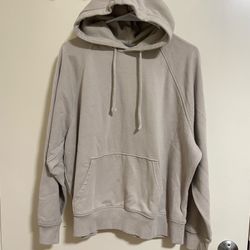 H&M Beige Hoodie Women's XS Drawstring Hood Kangaroo Pocket Pullover Sweatshirt