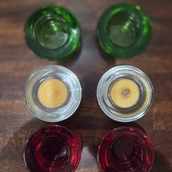 Tealite Cups, Green, Clear Glass 3x1 1/2 $0.50 Ea New Gift Able