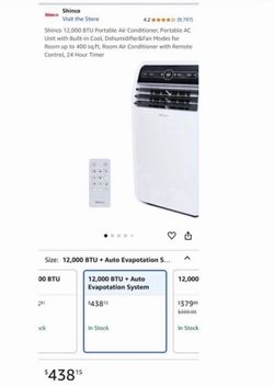 Shinco portable air conditioner $180