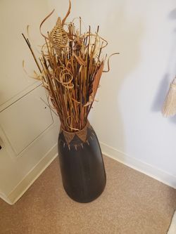 Black Vase With Ethnic Decor Pillow Cover 