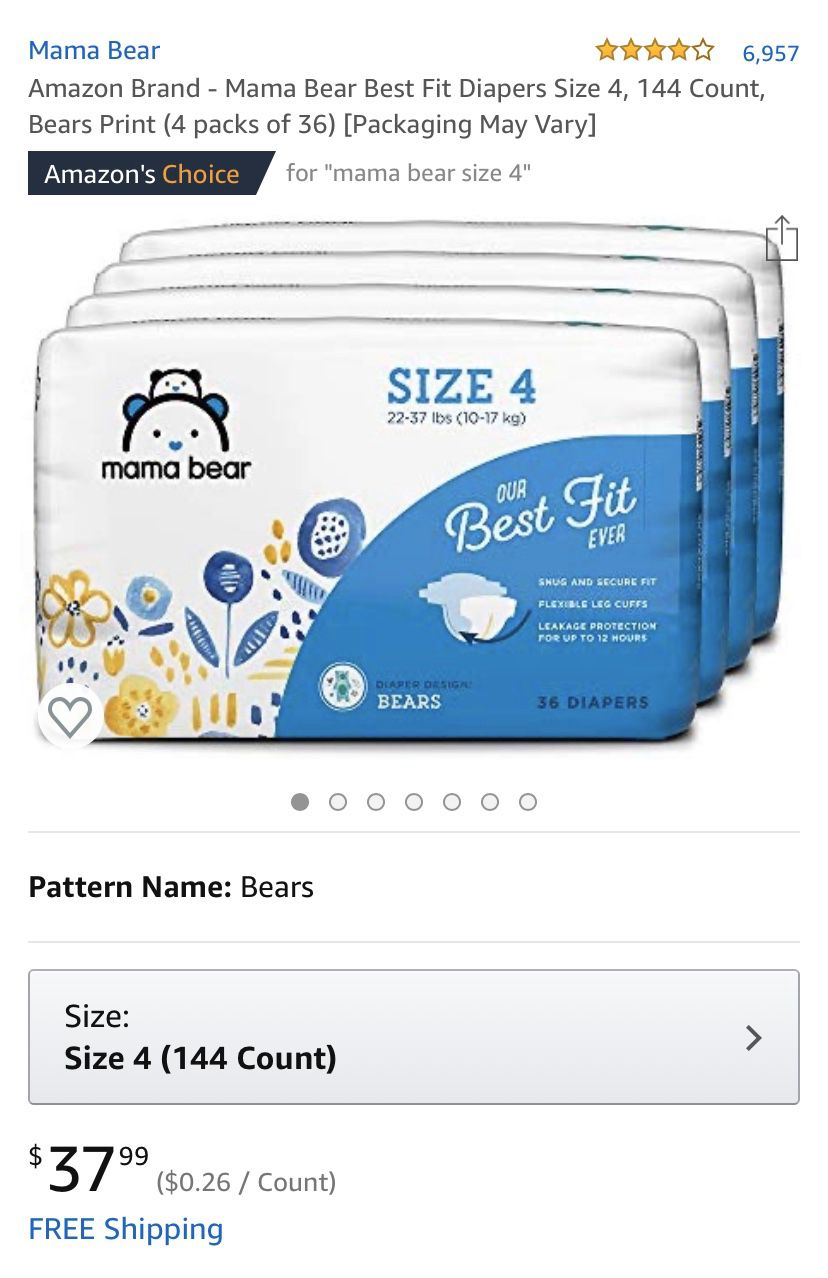 Mama Bear Size 4 Diapers