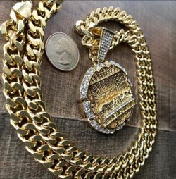 Last supper pendant with chain gold plated 14k