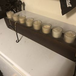 Candle with long Wood candle holder