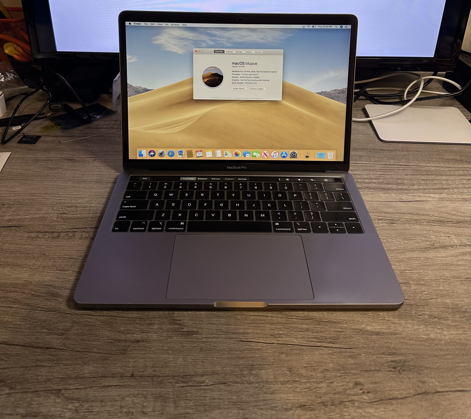 2019 13” MacBook Pro: 1.4Ghz Quad Core I5, 8GB, 256GB SSD