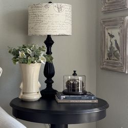 Wood Side Table•End Table•Black• Sturdy With Tight Joints• 26 Inch Round Top•25.6 Inches Tall