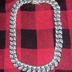 16mm Sapphire Paisley Cuban Choker (18K White Gold/Brass)