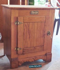 Powell Oak Ice Box End Table Cabinet Nightstand Vintage