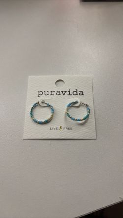 Beaded Pura vida Hoop Earrings