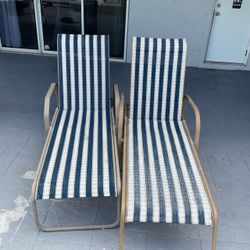 Outdoor Sling Chaise Lounge Chairs Set of 2