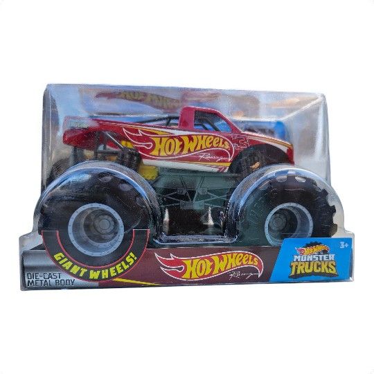 Mattel Hot Wheels Monster Trucks Metal Oversized Red Racing #3 1:24 NEW