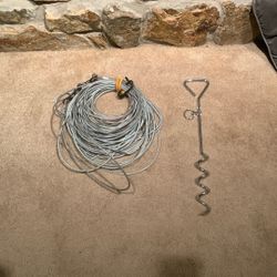 Dog Runner 50 Foot Cable And Spiral Stake Brand New