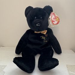 TY BEANIE BABY THE END 1999 BLACK BEAR PLUSH WITH ERRORS RETIRED VINTAGE