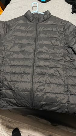 dark grey puffer jacket