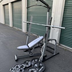 Squat Rack With Lat Pull Down Weights Bar Bench 