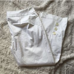 THE LIMITED White Stretch Lightweight Summer Button Detail Ankle Crop Pants