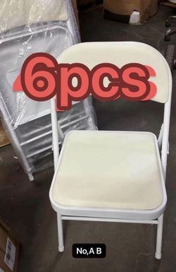 6 Pack Leather Padded Folding Chair, Indoor Outdoor Portable Stackable Commercial Seat with Steel Frame, Capacity ,White