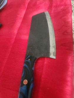 Handmade Carbon Steel Serbian Cleaver Chopper Kitchen Chef Knife Pakka Wood Handle comes with Leather Sheath