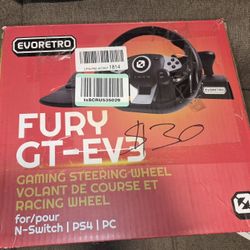EVORETRO FURY GT-EV3 Racing Wheel Setup - For Switch, PS4 and PC