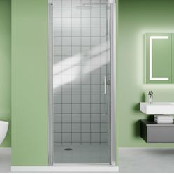 New In Box  Swing Shower Doors with 1/4" Clear Tempered Glass Panel, Chrome Finish