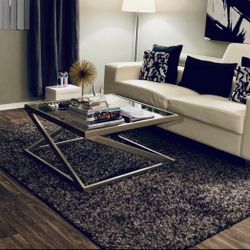 Silver/Glass Top Coffee Table-$85