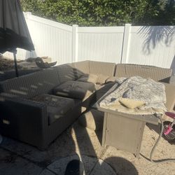 Outdoor Couch And Fireplace