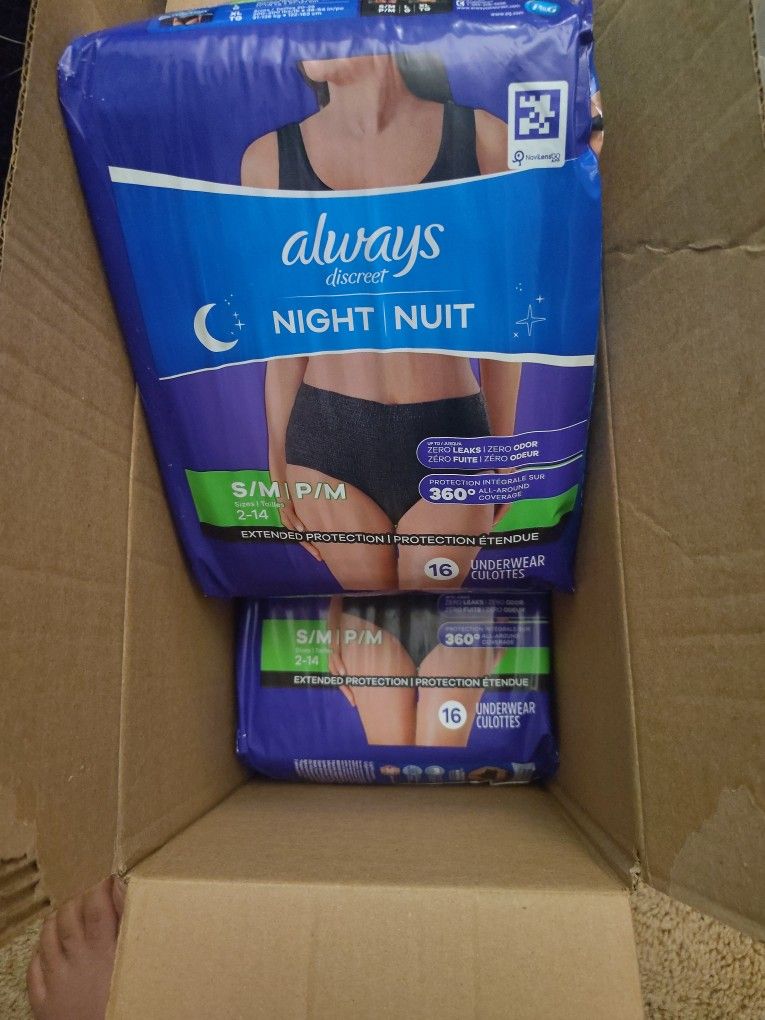 Always Discreet Night Underwear β 3 Packs (16ct Each, S/M)