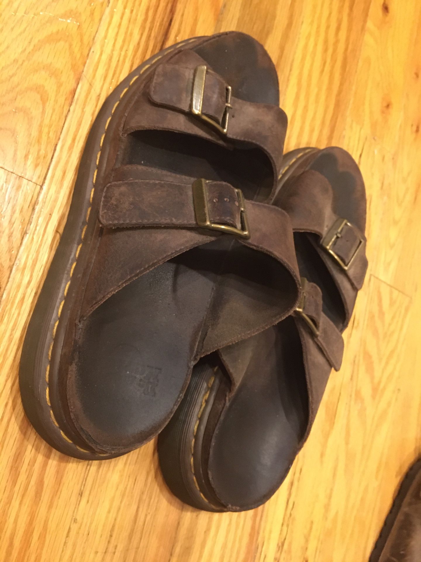Doc Martens brown leather Birkenstock style sandals slippers shoes sz 11