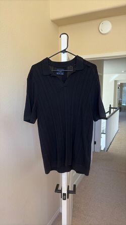 Black Knit Short Sleeve Polo Shirt