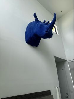 Blue Rhino Wall Sculpture – Modern Statement Piece