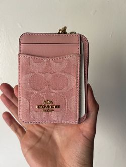Coach Pink Denim Card Case Wallet