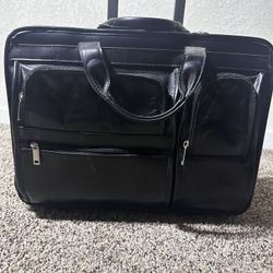 McKlein Leather rolling laptop case detachable 17" laptop case carry on
