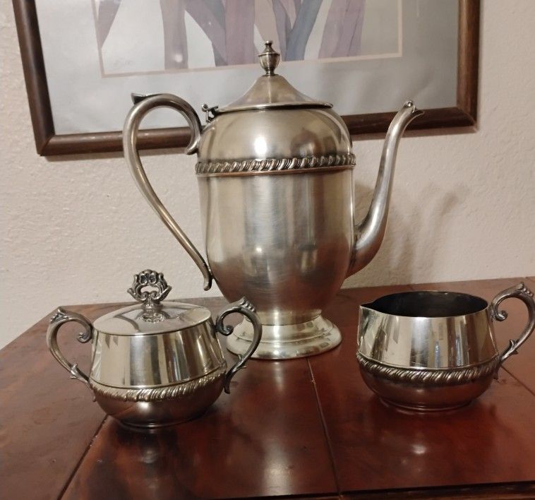Sheridan Silver Company , Silver On Copper 3 Item Tea Set.