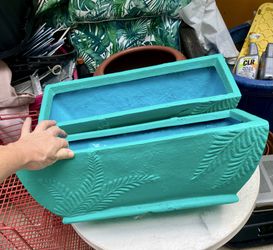 Fiberglass Window Box Planters with Embossed Fern Relief: 22”W x 9”D x 7.5”H-$10 each