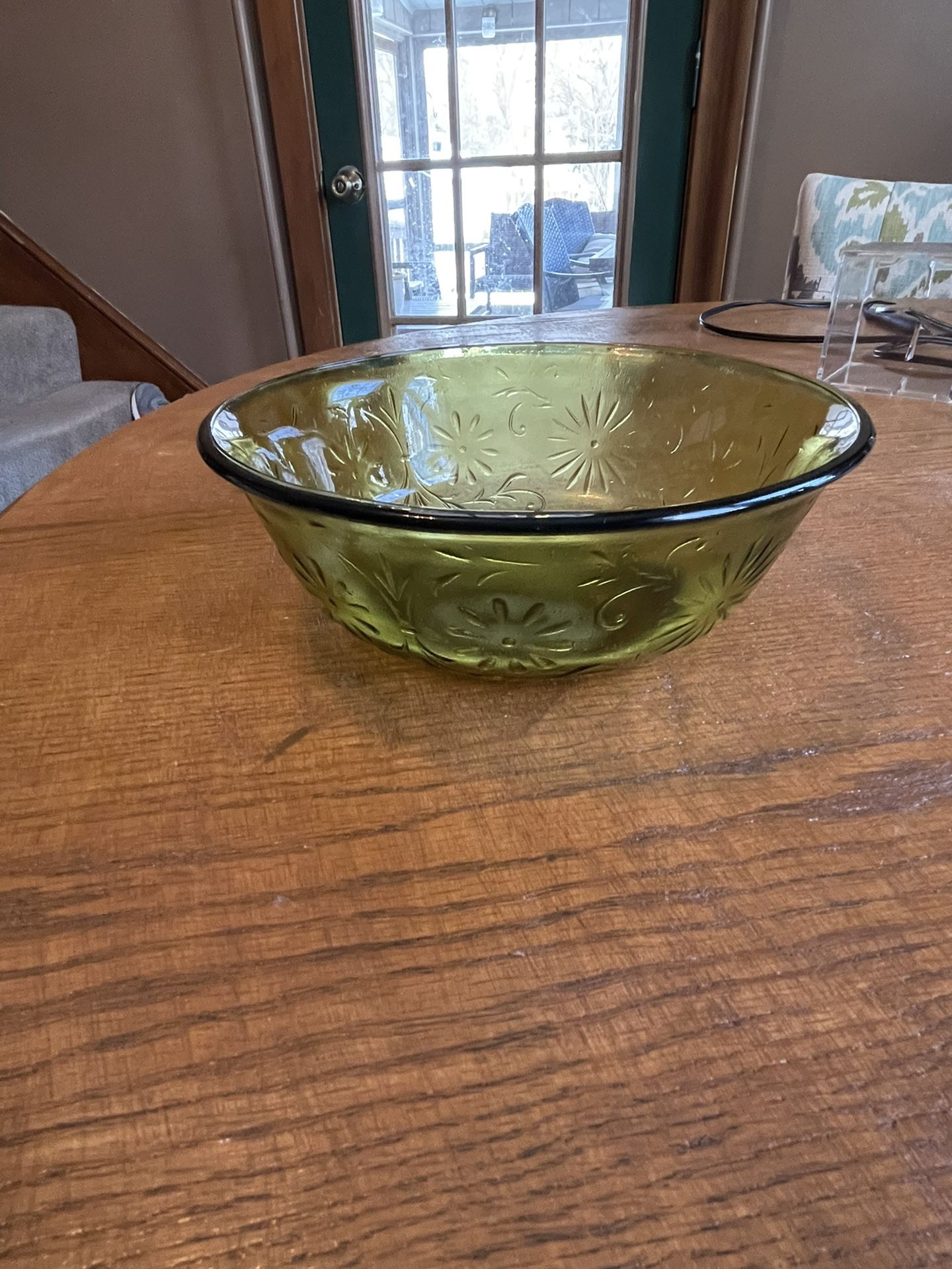 Vintage Ftd Green Glass Bowl 1979